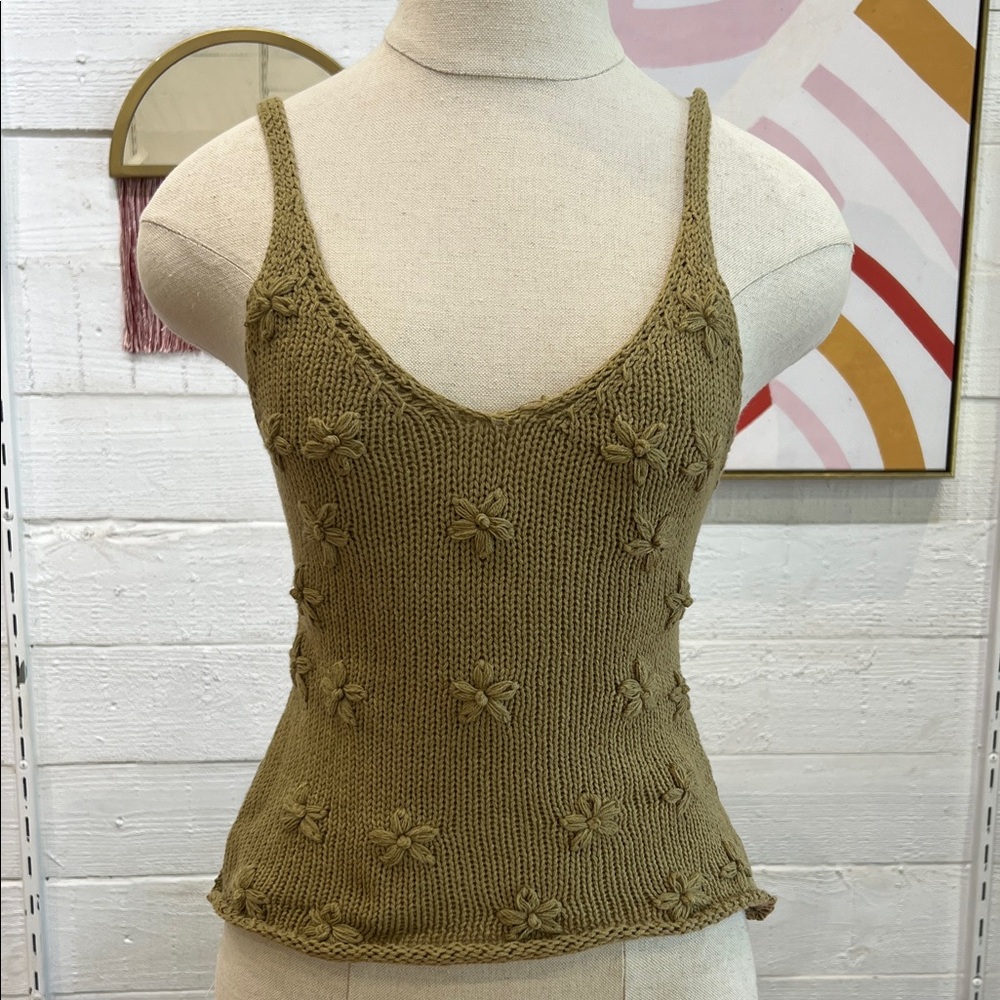 Sadie & Sage Floral Knit Camisole in Olive